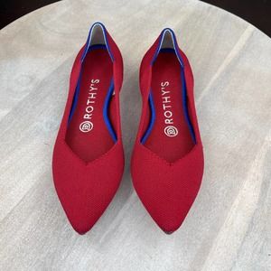 Rothy's Women's Size 7 Pointed Toe Red Chili Flat Shoes Slip On Comfort Classic